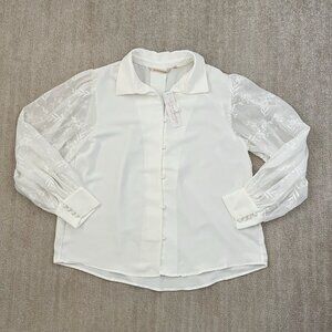 NWT Soft Surroundings Lorenza Long Sleeve Floral Embroidered Blouse Top L